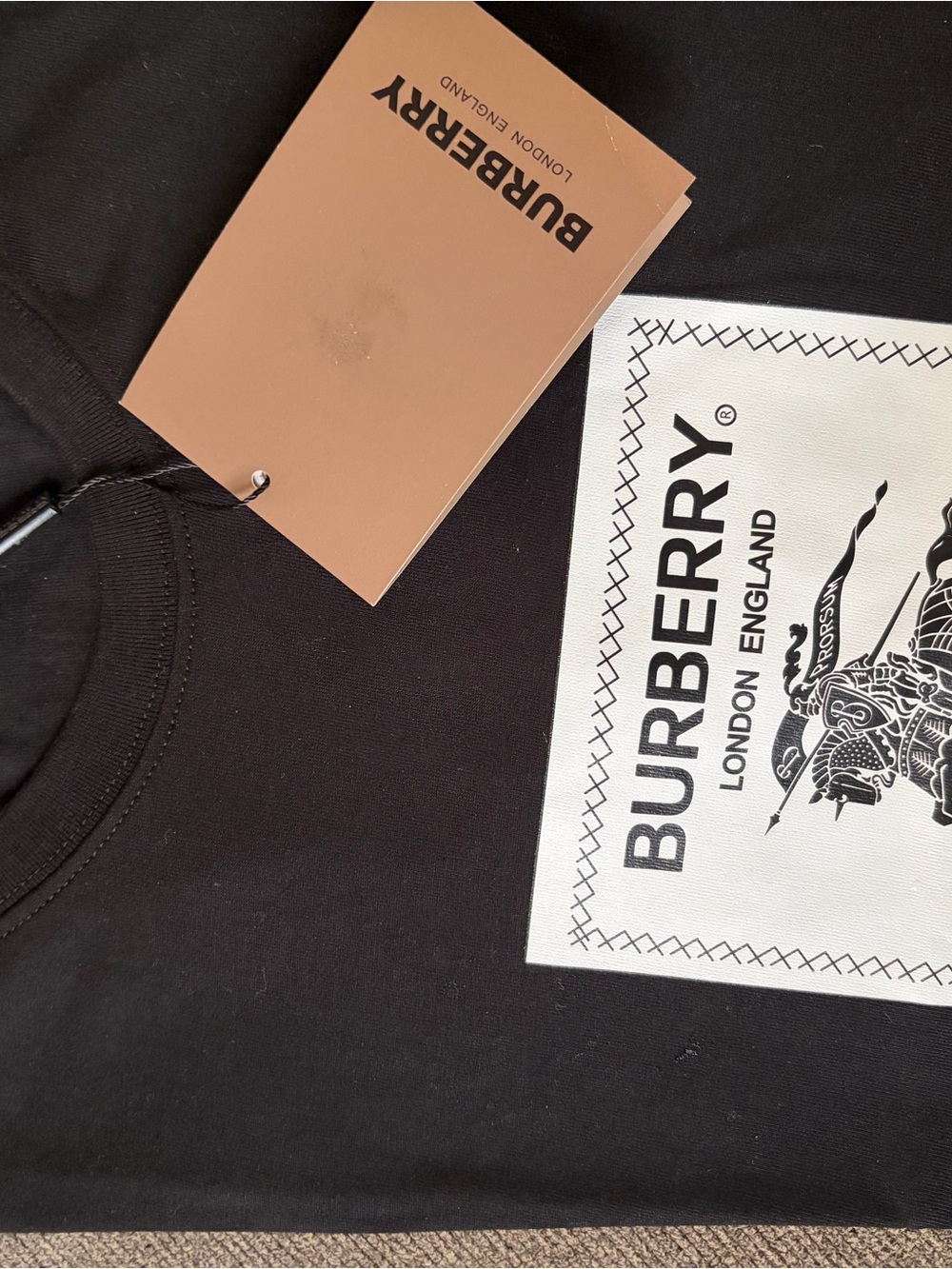 Burberry Black Tee with White Logo Patch